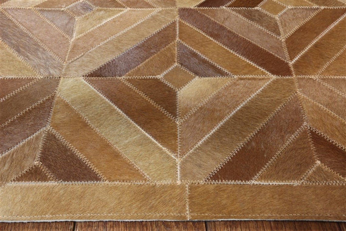 HANDMADE 100% Natural COWHIDE RUG | Patchwork Cowhide Area Rug | Real Cowhide Hallway Runner | Hair on Leather Cowhide Carpet | PR53