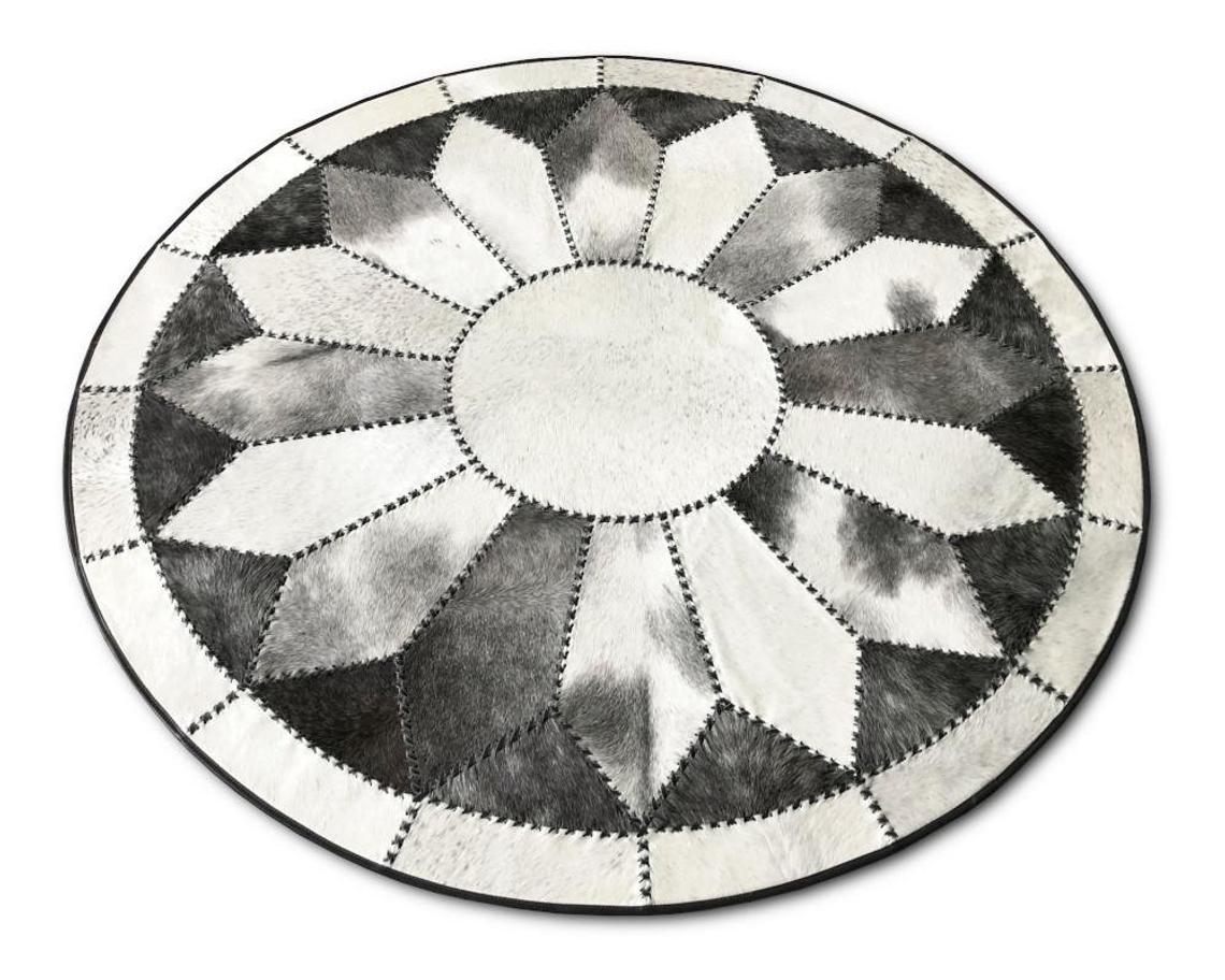 Luxurious Hair-On Cowhide Patchwork Area Carpet, Handcrafted Excellence | Hair on Leather Carpet with Leather Braided Work | PR105