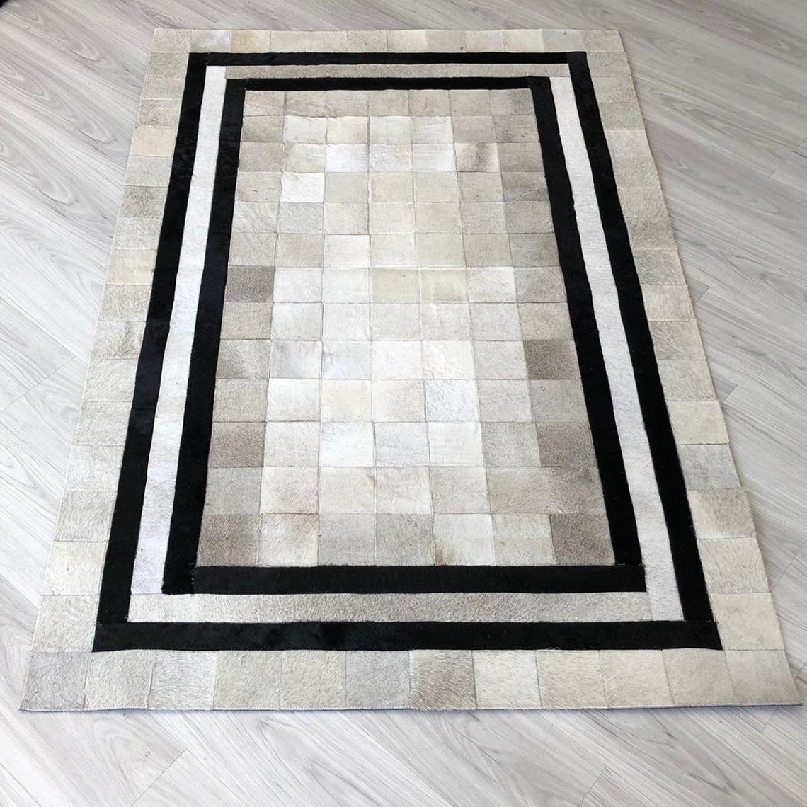 HANDMADE 100% Natural COWHIDE RUG | Patchwork Cowhide Area Rug | Real Cowhide Hallway Runner | Hair on Leather Cowhide Carpet | PR73