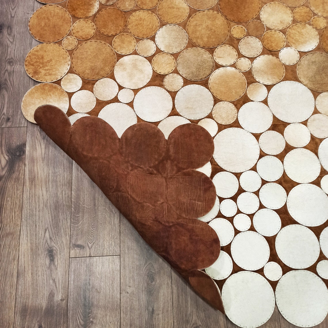 HANDMADE 100% Natural Patchwork COWHIDE RUG | Real Cowhide Hallway Runner | Hair on Leather Carpet | PR139