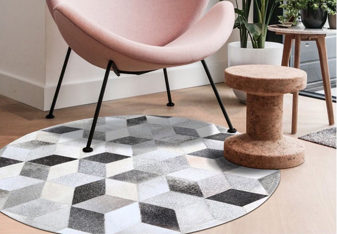 HANDMADE 100% Natural Patchwork Cowhide Area Rug | Hair on Leather Cowhide Carpet | PR128