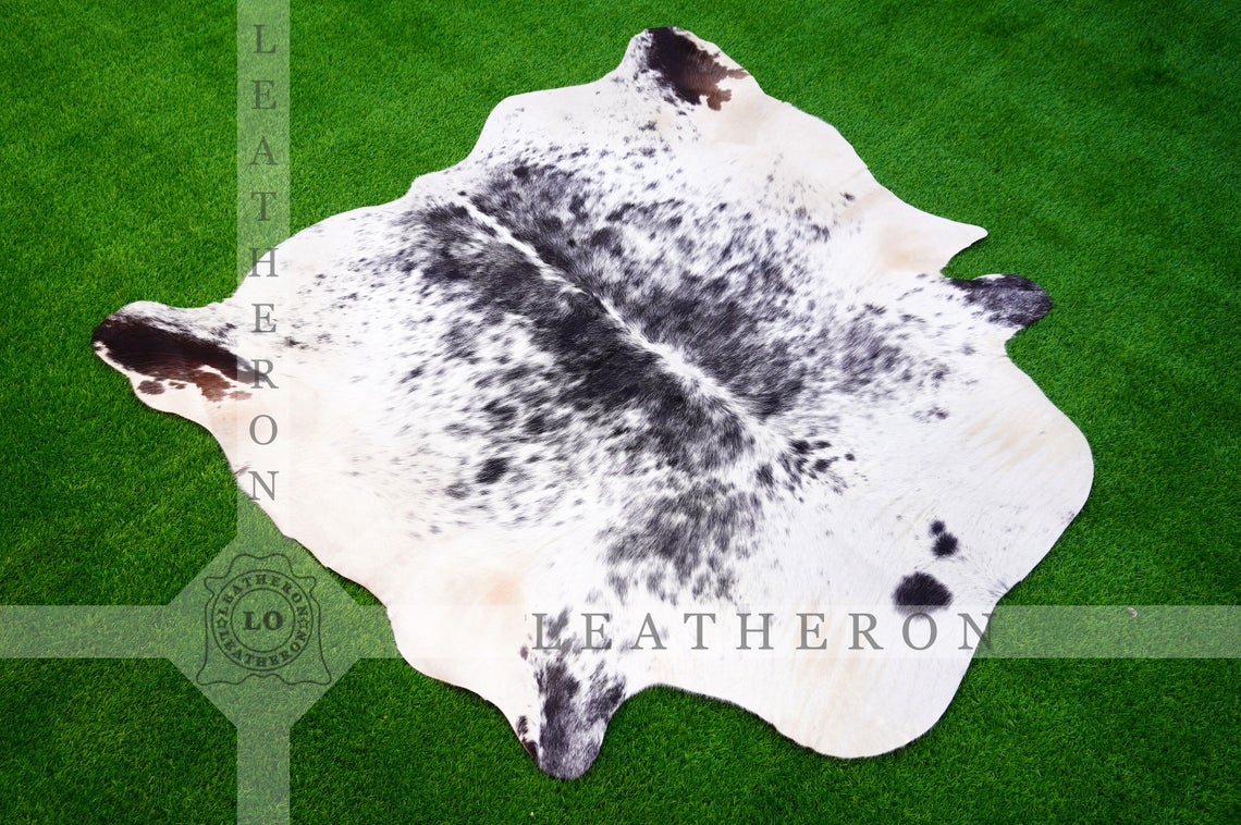 Medium ( 5 X 5 ft. ) EXACT As PHOTO !! 100% Natural Cowhide Hair on Leather Area Rug | Original Hair on Cowhide Leather Area Rug