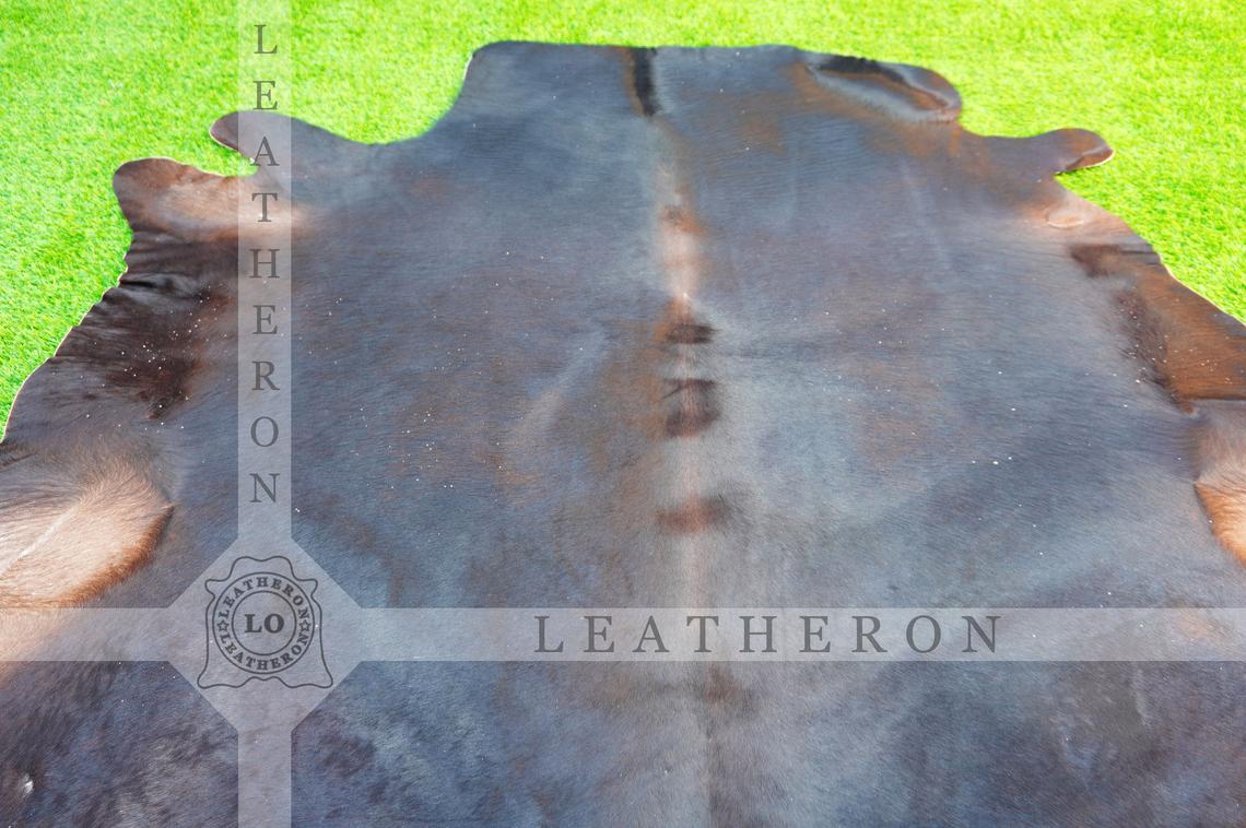 Small ( 4.6 X 4.8 ft. ) EXACT As PHOTO !! 100% Natural Cowhide Hair on Leather Area Rug | Original Hair on Cowhide Leather Area Rug