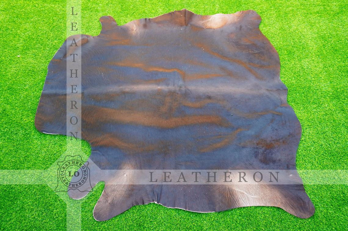 Small ( 4.6 X 4.8 ft. ) EXACT As PHOTO !! 100% Natural Cowhide Hair on Leather Area Rug | Original Hair on Cowhide Leather Area Rug