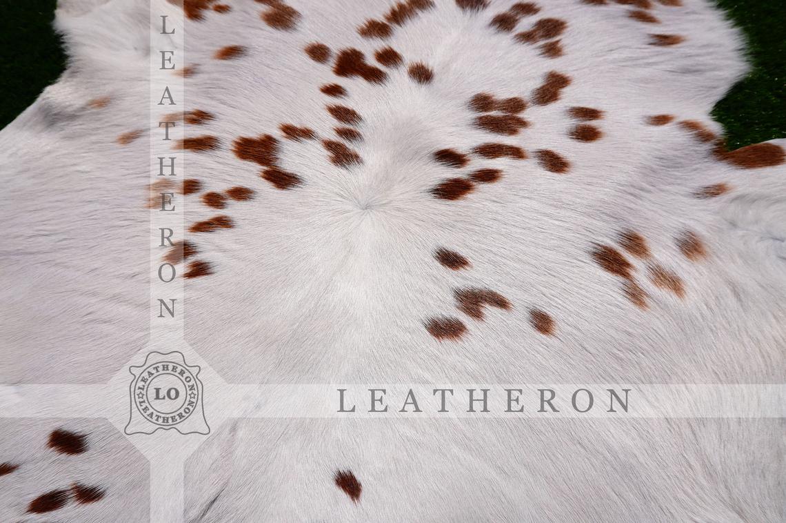 EXACT As PHOTO ( 3 X 2.8 ft. ) !! Unique 100% Natural Calf Skin Hair on Leather Area Rug | Real Hair on Calf Skin Leather Area Rug