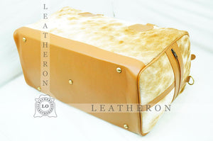 Natural COWHIDE Duffel Bag Hair On Leather TRAVEL Bag Real Cow hide Luggage Bag | DB43