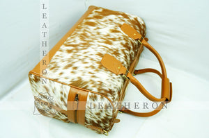 LARGE Real COWHIDE Duffel Bag Natural Hair On Leather TRAVEL Bag Real Cow Skin Luggage Bag | DB56