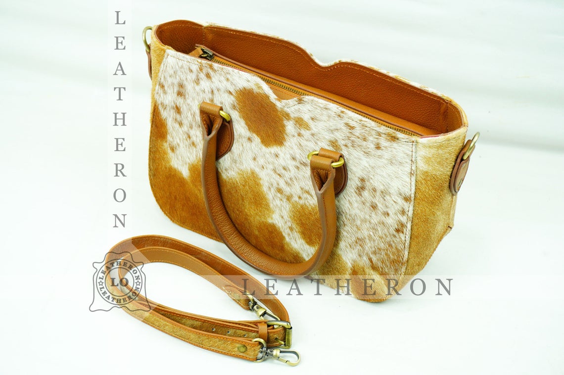 Natural Hair On Cowhide Handbag | Genuine Hair On Leather Shoulder Bag | Real Cow Skin Ladies Bag
