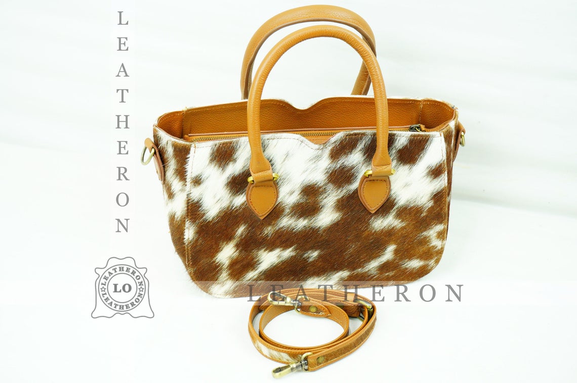 Natural Hair On Cowhide Handbag | Genuine Hair On Leather Shoulder Bag | Real Cow Skin Ladies Bag