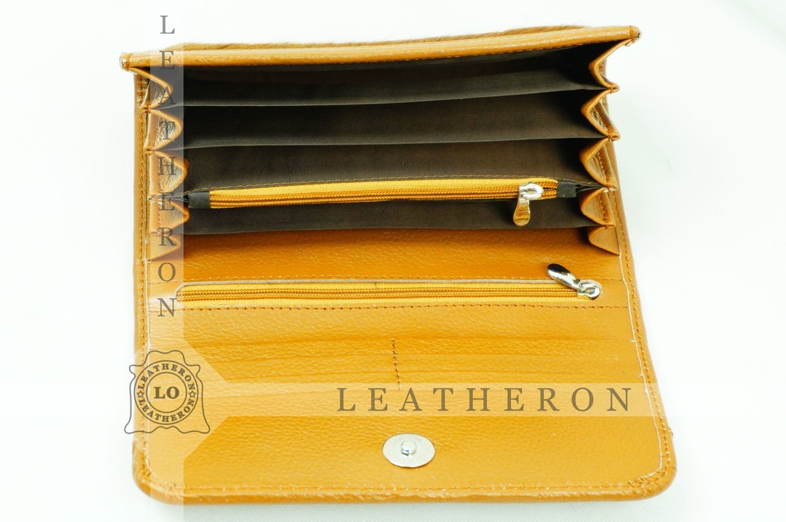 100% Natural Cowhide Clutch Wallet | Real Hair on Leather Clutch Purse | Genuine Cow Skin Leather Clutch Pouch