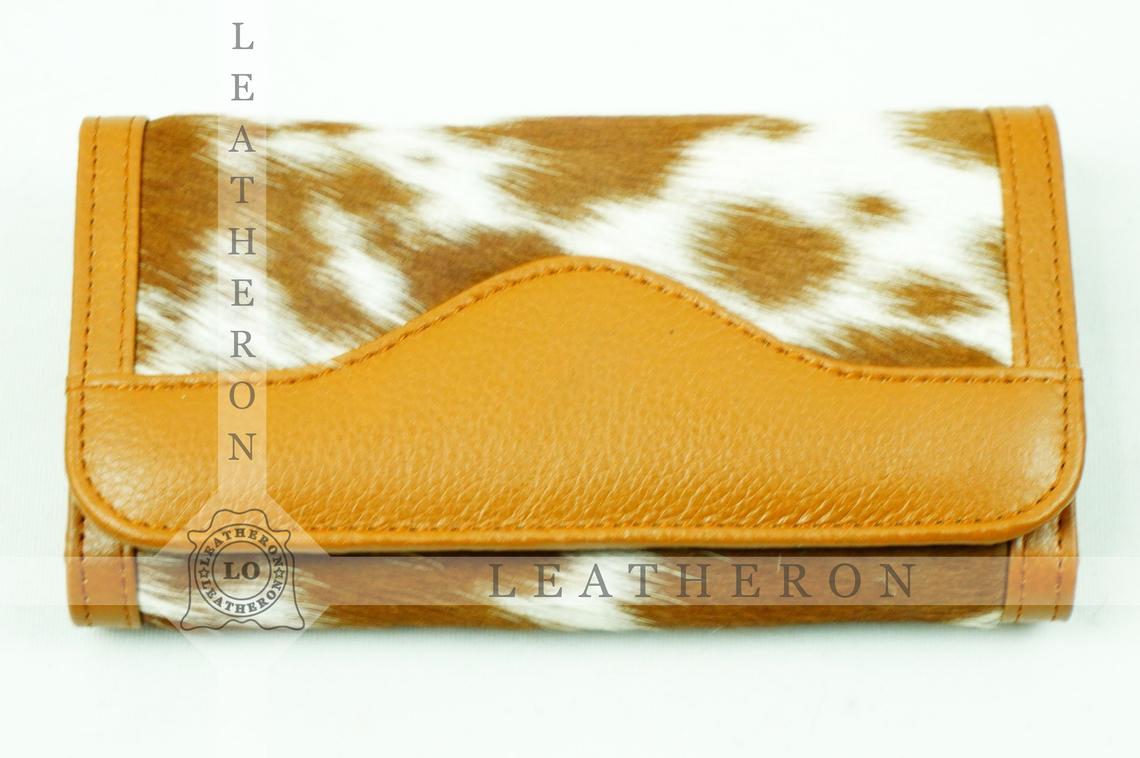 100% Natural Cowhide Clutch Wallet | Real Hair on Leather Clutch Purse | Genuine Cow Skin Leather Clutch Pouch