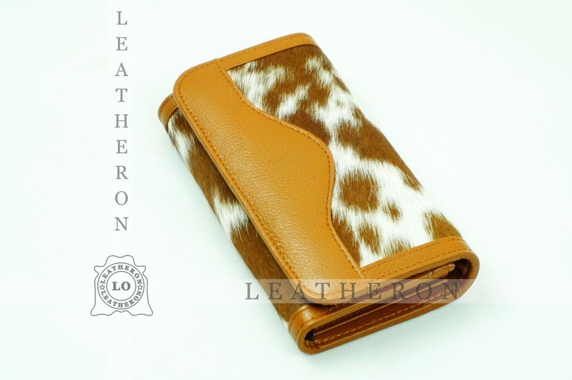 100% Natural Cowhide Clutch Wallet | Real Hair on Leather Clutch Purse | Genuine Cow Skin Leather Clutch Pouch