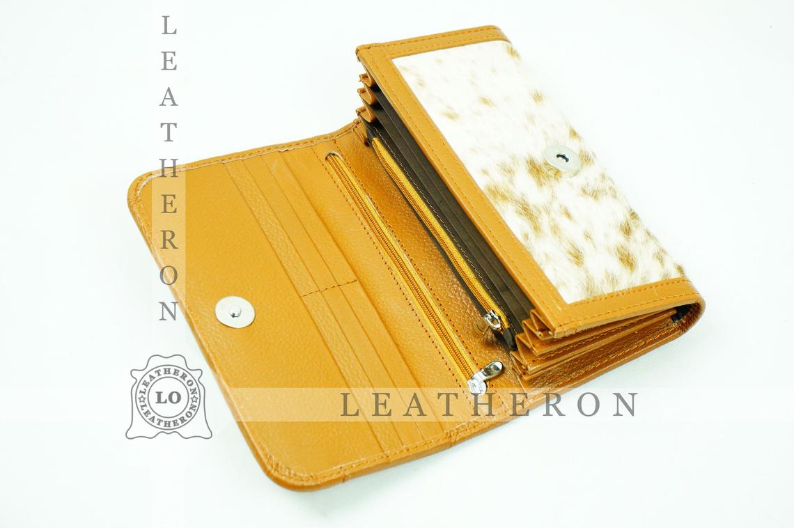 100% Natural Cowhide Clutch Wallet | Real Hair on Leather Clutch Purse | Genuine Cow Skin Leather Clutch Pouch