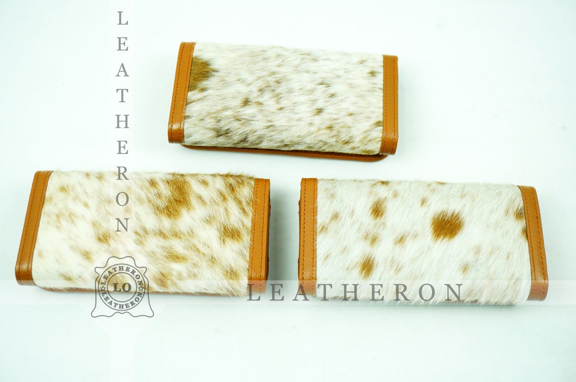 100% Natural Cowhide Clutch Wallet | Real Hair on Leather Clutch Purse | Genuine Cow Skin Leather Clutch Pouch