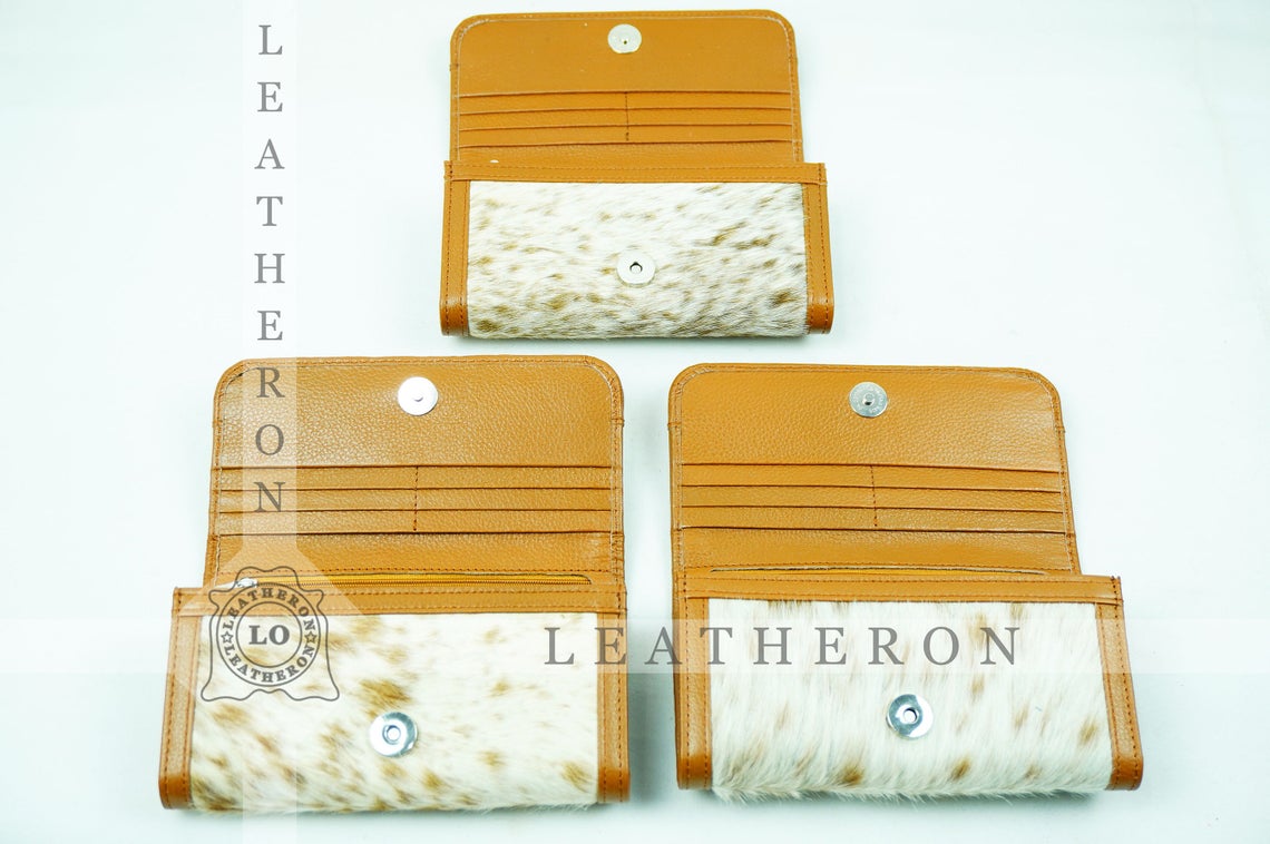 100% Natural Cowhide Clutch Wallet | Real Hair on Leather Clutch Purse | Genuine Cow Skin Leather Clutch Pouch