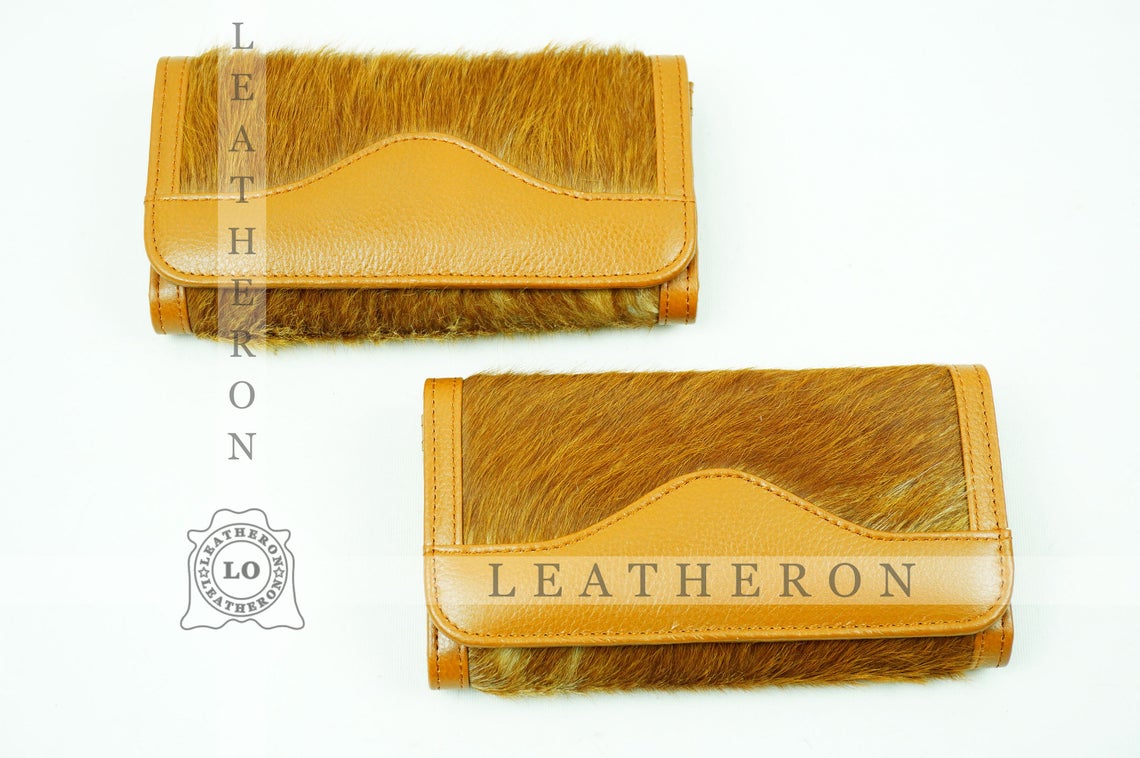100% Natural Cowhide Clutch Wallet | Real Hair on Leather Clutch Purse | Genuine Cow Skin Leather Clutch Pouch
