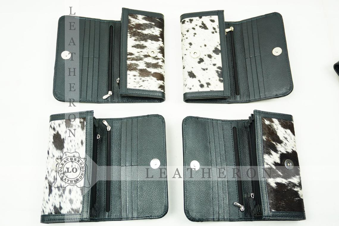 100% Natural Cowhide Clutch Wallet | Real Hair on Leather Clutch Purse | Genuine Cow Skin Leather Clutch Pouch