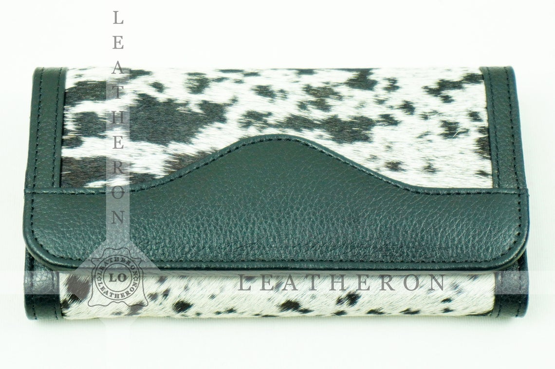 100% Natural Cowhide Clutch Wallet | Real Hair on Leather Clutch Purse | Genuine Cow Skin Leather Clutch Pouch