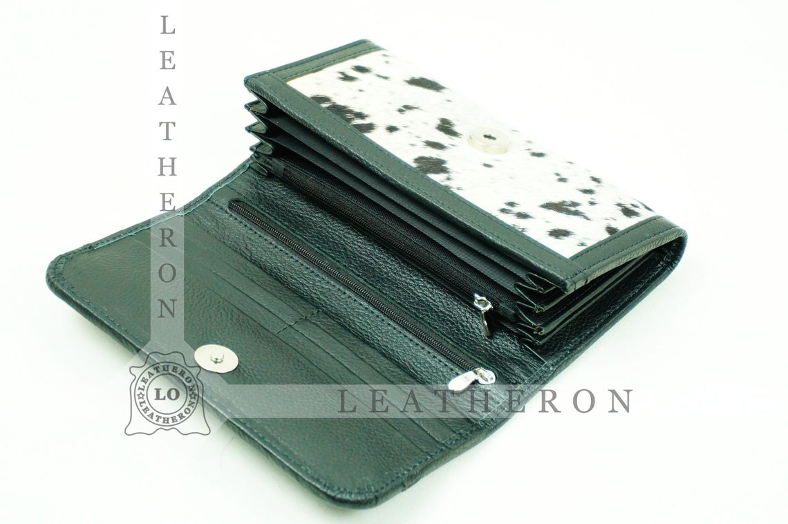 100% Natural Cowhide Clutch Wallet | Real Hair on Leather Clutch Purse | Genuine Cow Skin Leather Clutch Pouch