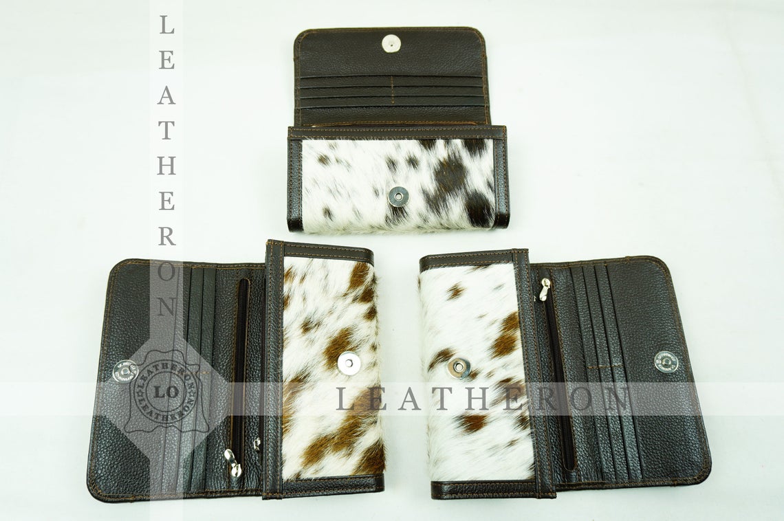 100% Natural Cowhide Clutch Wallet | Real Hair on Leather Clutch Purse | Genuine Cow Skin Leather Clutch Pouch | BCL 69