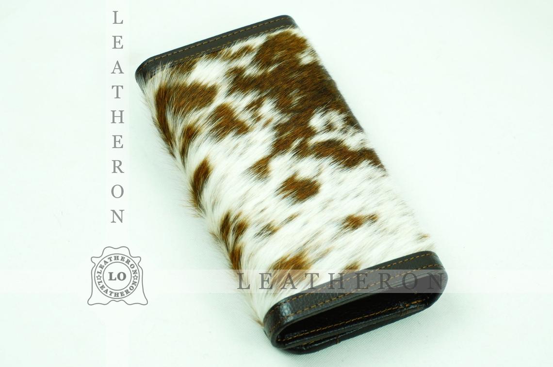 100% Natural Cowhide Clutch Wallet | Real Hair on Leather Clutch Purse | Genuine Cow Skin Leather Clutch Pouch
