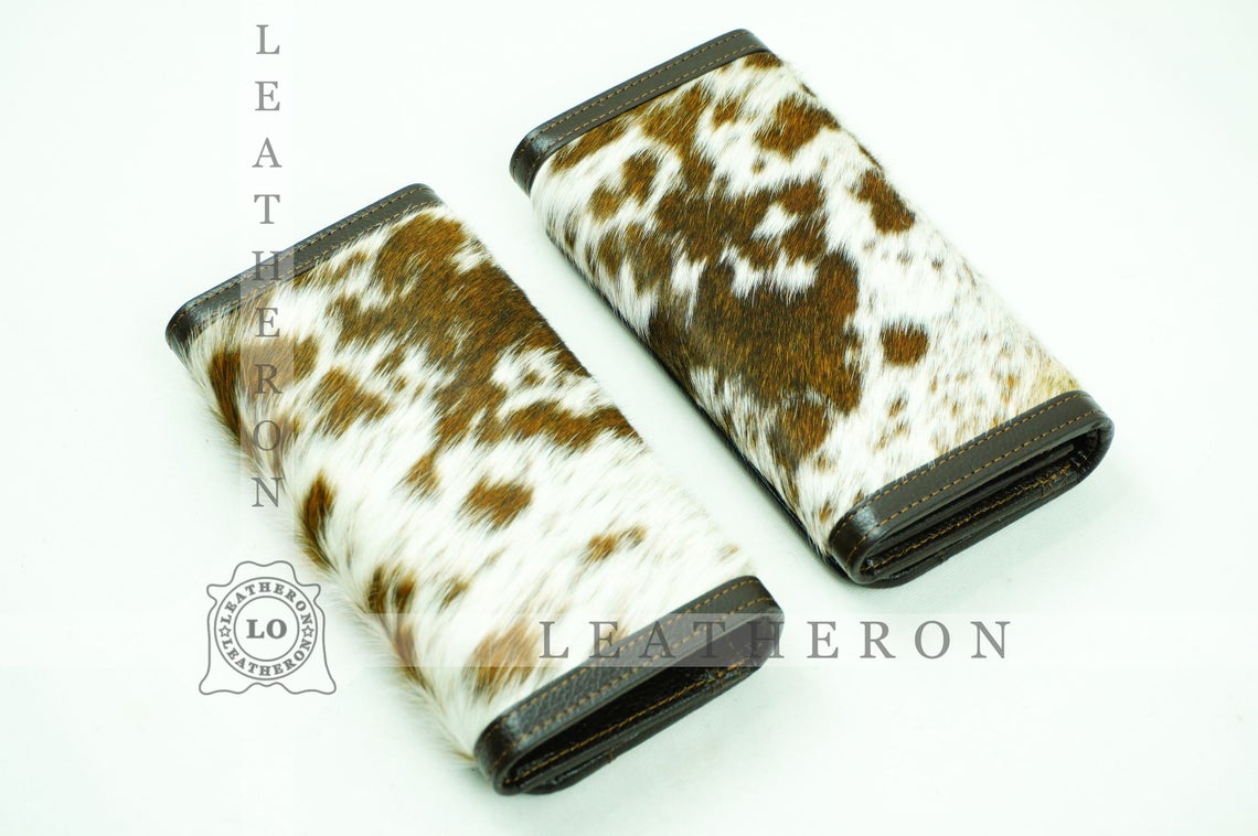 100% Natural Cowhide Clutch Wallet | Real Hair on Leather Clutch Purse | Genuine Cow Skin Leather Clutch Pouch