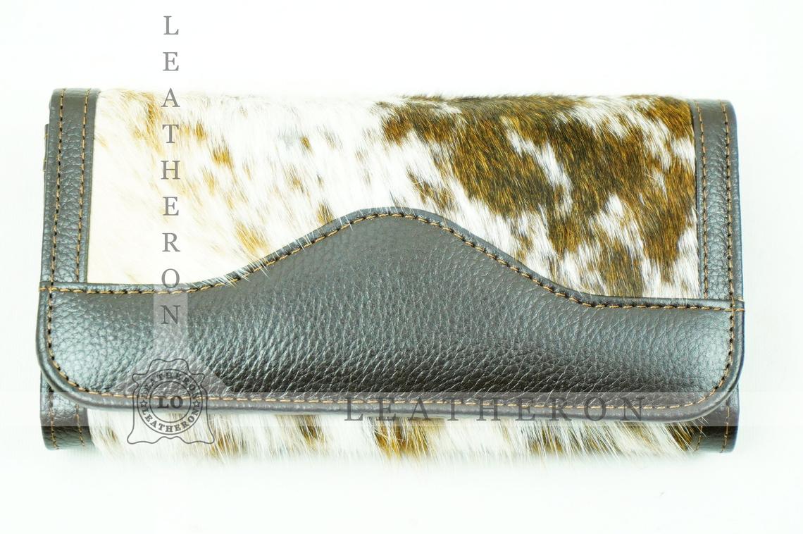 100% Natural Cowhide Clutch Wallet | Real Hair on Leather Clutch Purse | Genuine Cow Skin Leather Clutch Pouch