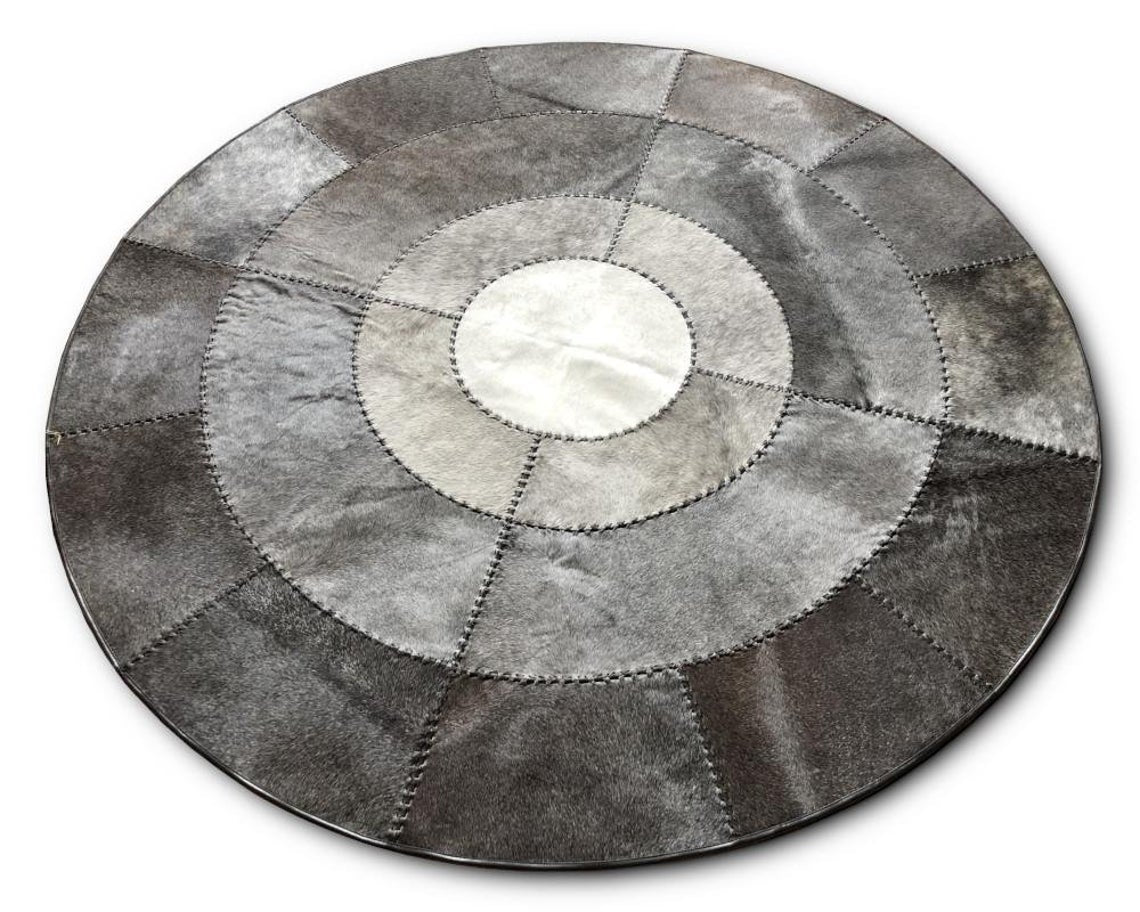 Cowhide Area Rug with Natural Patchwork Design | Hair on Leather Cowhide Carpet | PR126
