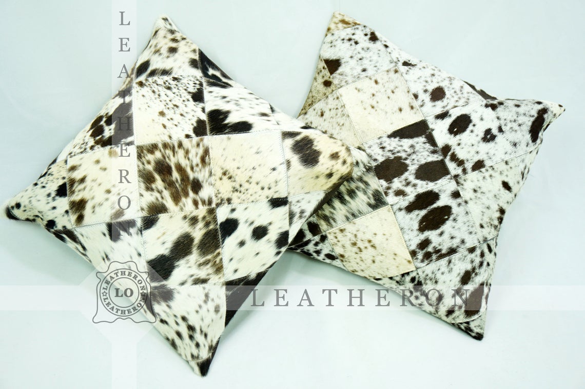 Natural Cowhide Pillow Covers Hair on Leather Pillow Cases Real Cow Skin Cushion Covers | PLW 209