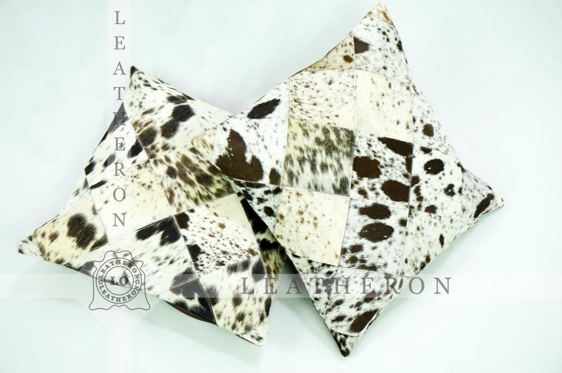 Natural Cowhide Pillow Covers Hair on Leather Pillow Cases Real Cow Skin Cushion Covers | PLW 209