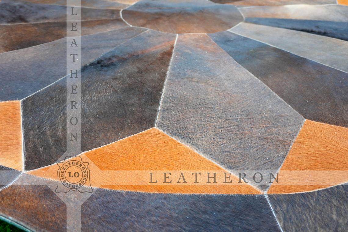 Authentic Handcrafted Cowhide Patchwork Rug | Hair on Leather Cowhide Carpet | PR119