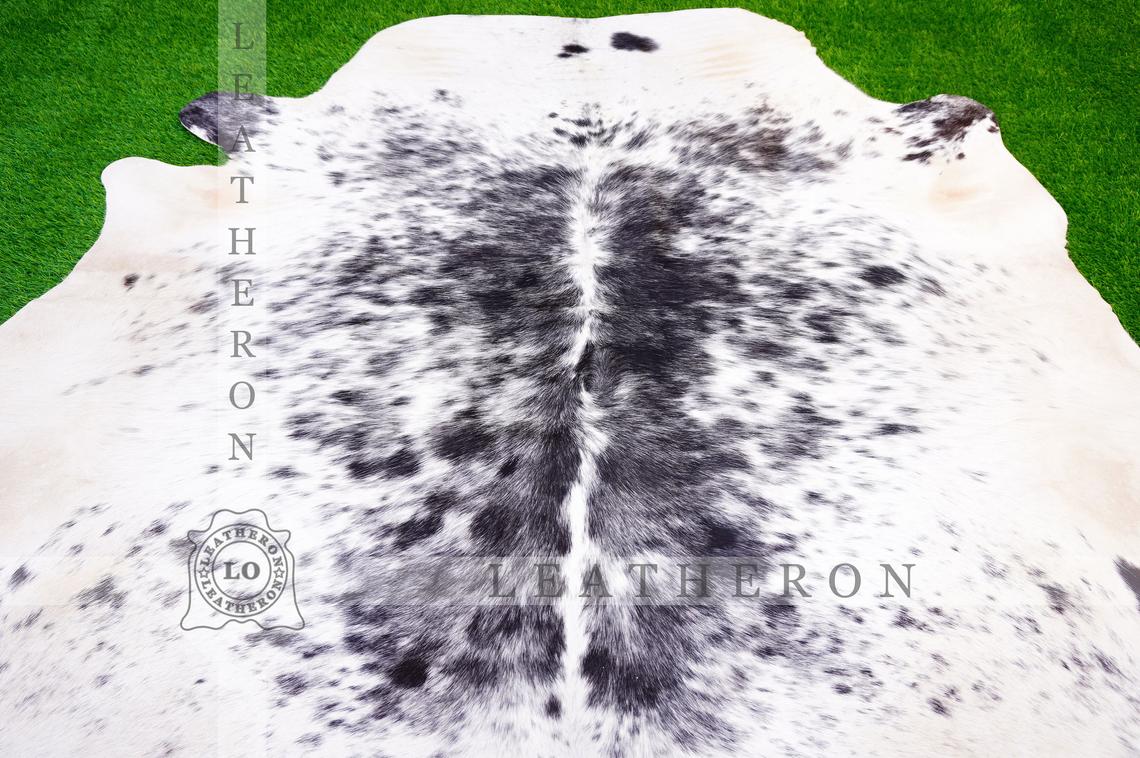Medium ( 5 X 5 ft. ) EXACT As PHOTO !! 100% Natural Cowhide Hair on Leather Area Rug | Original Hair on Cowhide Leather Area Rug