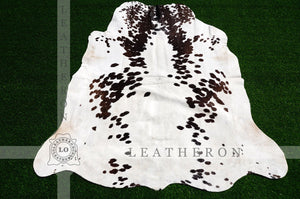 Small ( 4 X 4.4 ft. ) EXACT As PHOTO !! 100% Natural Cowhide Hair on Leather Area Rug | Original Hair on Cowhide Leather Area Rug