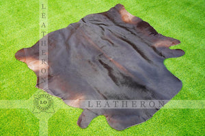 Small ( 4.6 X 4.8 ft. ) EXACT As PHOTO !! 100% Natural Cowhide Hair on Leather Area Rug | Original Hair on Cowhide Leather Area Rug