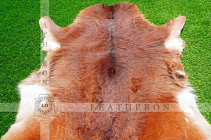 Genuine Calf Skin ( 3 X 2.8 ft. ) !! 100% Natural Calf Skin Hair on Leather Area Rug | Real Hair on Calf Skin Leather Area Rug