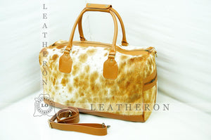 Natural COWHIDE Duffel Bag Hair On Leather TRAVEL Bag Real Cow hide Luggage Bag | DB43