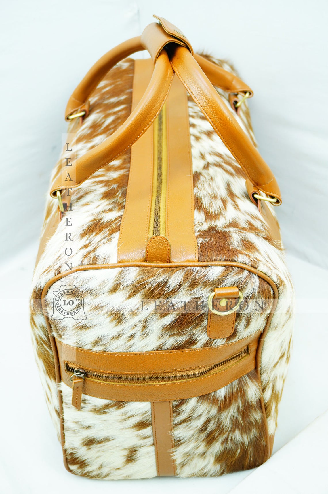 LARGE Real COWHIDE Duffel Bag Natural Hair On Leather TRAVEL Bag Real Cow Skin Luggage Bag | DB56