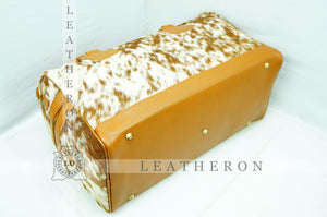 LARGE Real COWHIDE Duffel Bag Natural Hair On Leather TRAVEL Bag Real Cow Skin Luggage Bag | DB56