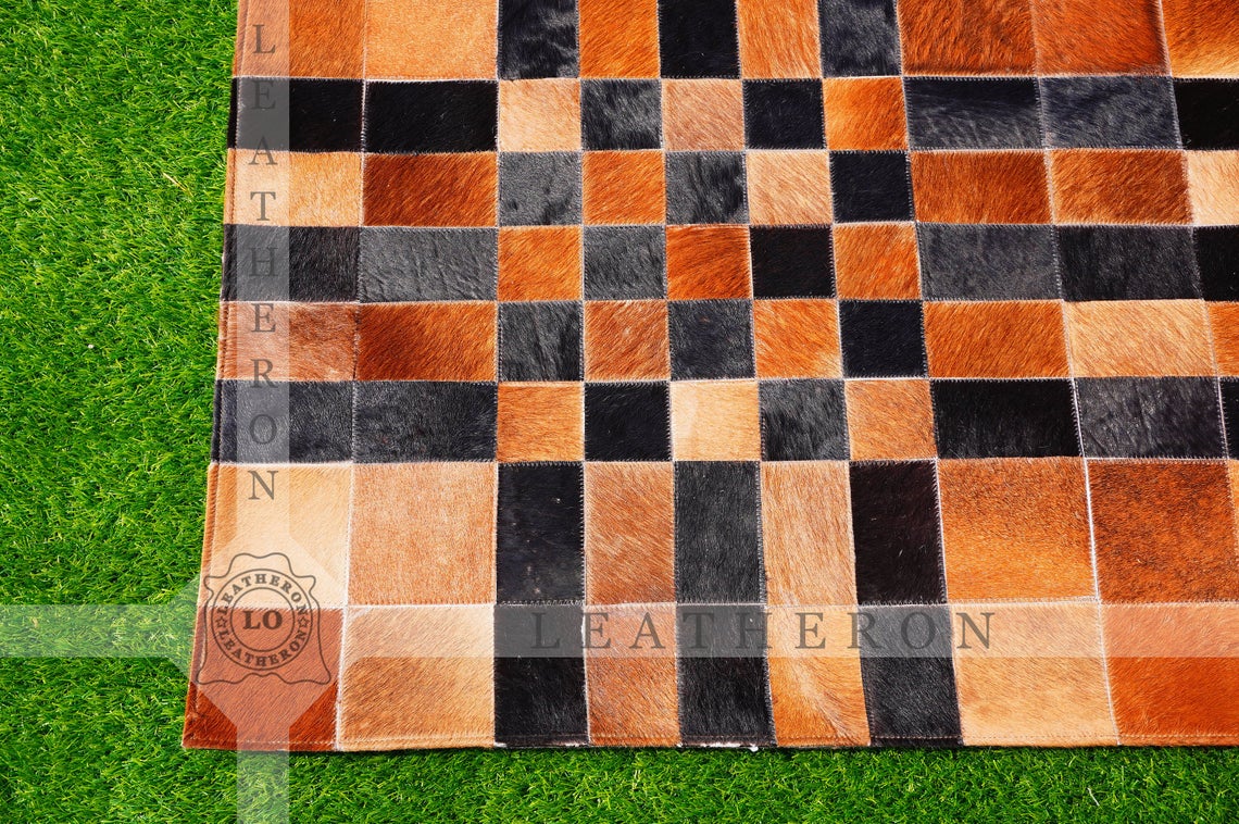 Exact As Picture (6 X 4 ft.) HANDMADE 100% Natural COWHIDE RUG | Patchwork Cowhide Area Rug | PR67
