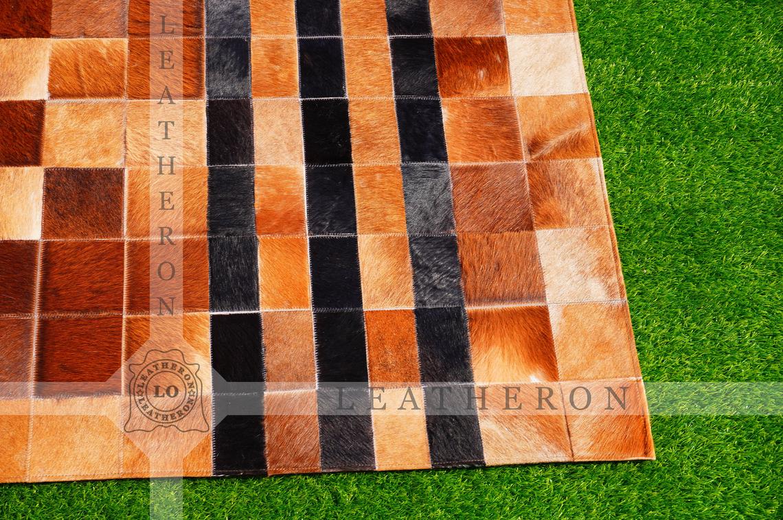 Exact As Picture (6 X 4 ft.) HANDMADE 100% Natural COWHIDE RUG | Patchwork Cowhide Area Rug | PR67