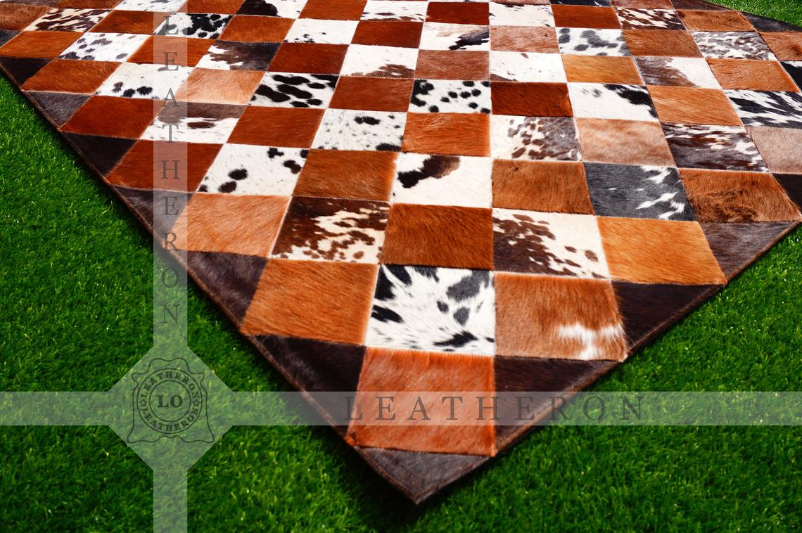 Exact As Picture (6 X 4 ft.) HANDMADE 100% Natural COWHIDE RUG | Patchwork Cowhide Area Rug | PR64