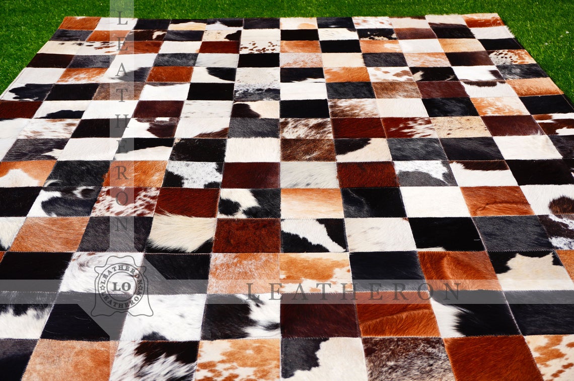 Exact As Picture (6 X 4 ft.) HANDMADE 100% Natural COWHIDE RUG | Patchwork Cowhide Area Rug | PR65