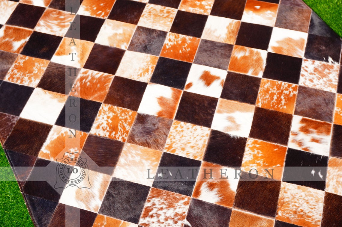 Exact As Picture (6 X 4 ft.) HANDMADE 100% Natural COWHIDE RUG | Patchwork Cowhide Area Rug | PR62