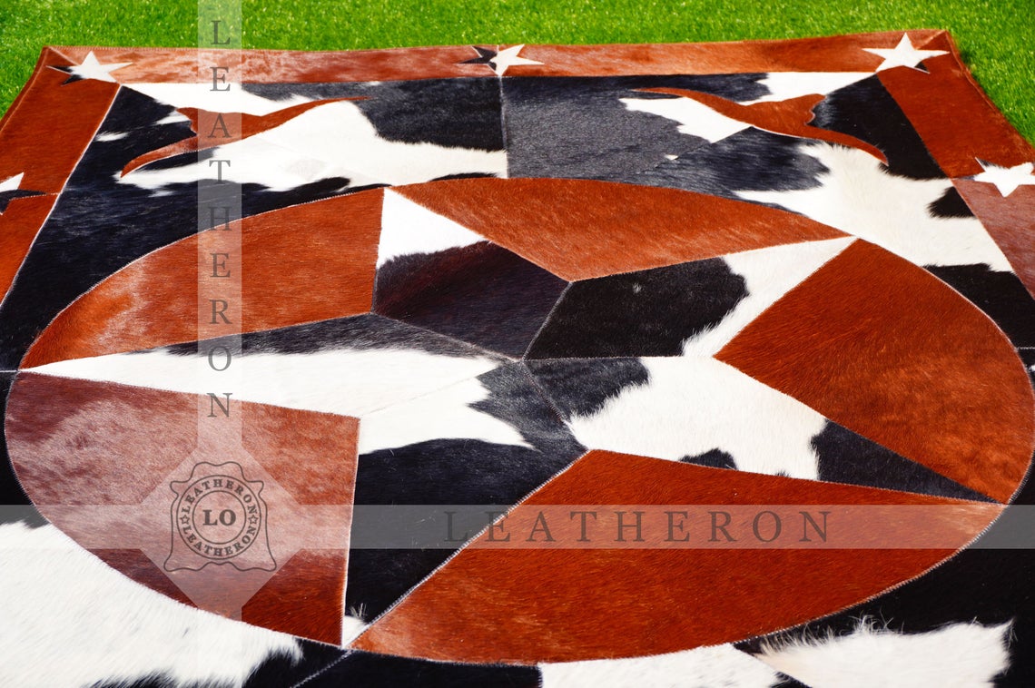 Exact As Picture (6 X 4 ft.) HANDMADE 100% Natural COWHIDE RUG | Patchwork Cowhide Area Rug | PR63