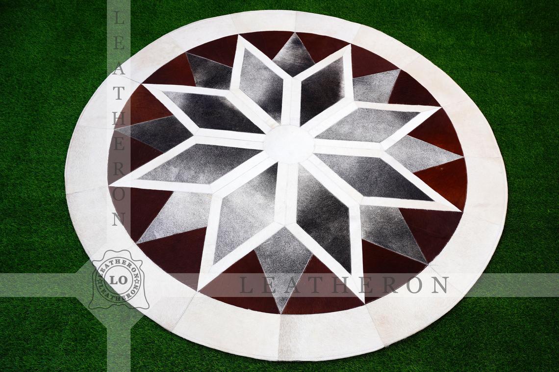 HANDMADE 100% Natural COWHIDE PATCHWORK AREA RUG | Hair on Leather Cowhide Carpet | PR116