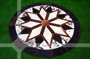 Exact As Picture ( 5 X 5 ft.) HANDMADE 100% Natural COWHIDE RUG | Patchwork Cowhide Area Rug | Hair on Leather Cowhide Carpet | PR115