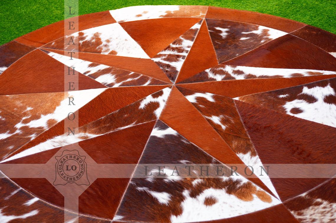 Exact As Picture ( 5 X 5 ft.) HANDMADE 100% Natural COWHIDE RUG | Patchwork Cowhide Area Rug | Hair on Leather Cowhide Carpet | PR114
