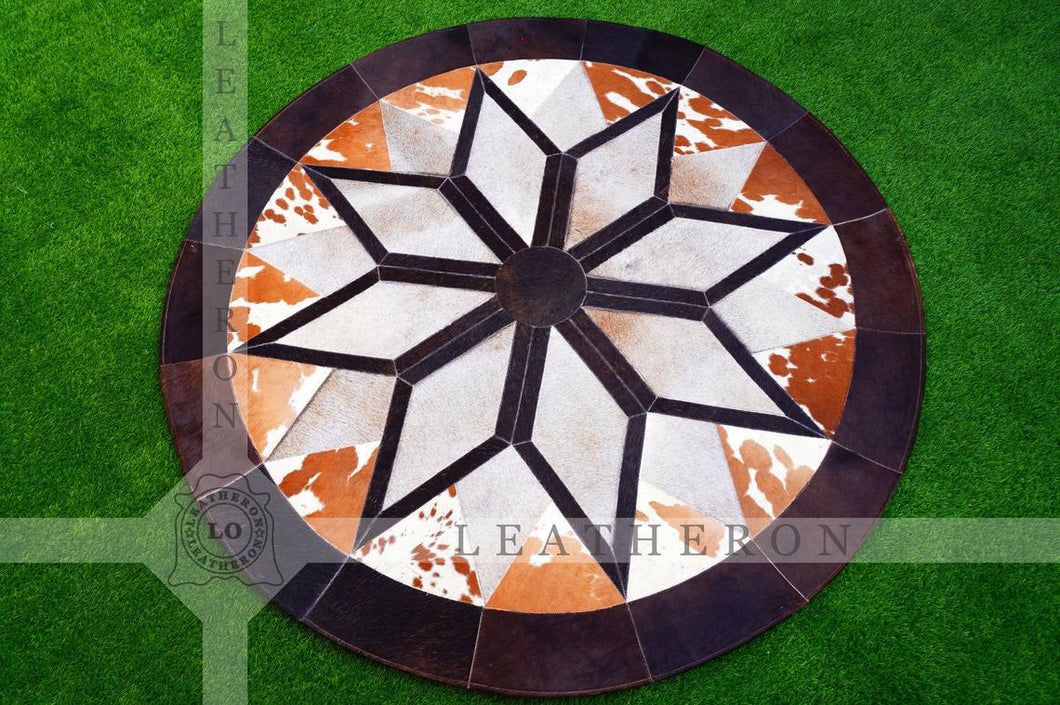 Exact As Picture ( 5 X 5 ft.) HANDMADE 100% Natural COWHIDE RUG | Patchwork Cowhide Area Rug | Hair on Leather Cowhide Carpet | PR113