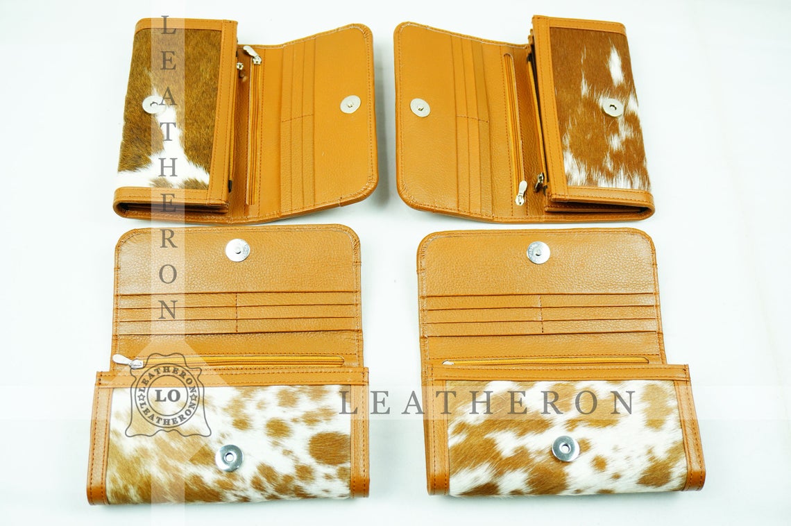 100% Natural Cowhide Clutch Wallet | Real Hair on Leather Clutch Purse | Genuine Cow Skin Leather Clutch Pouch