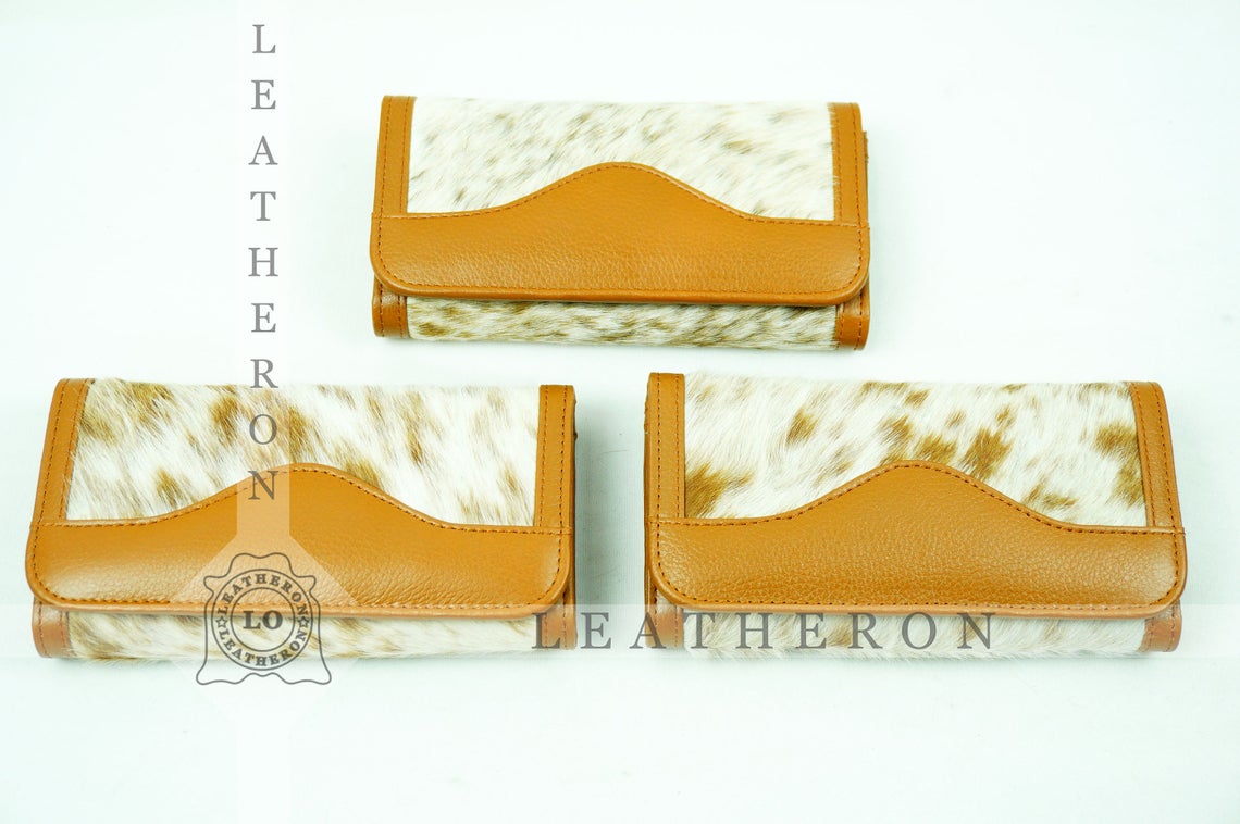 100% Natural Cowhide Clutch Wallet | Real Hair on Leather Clutch Purse | Genuine Cow Skin Leather Clutch Pouch